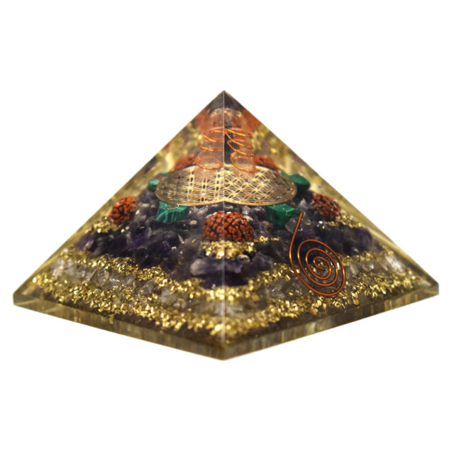 Amethyst Crystal Quartz Rudraksha Orgone Pyramid
