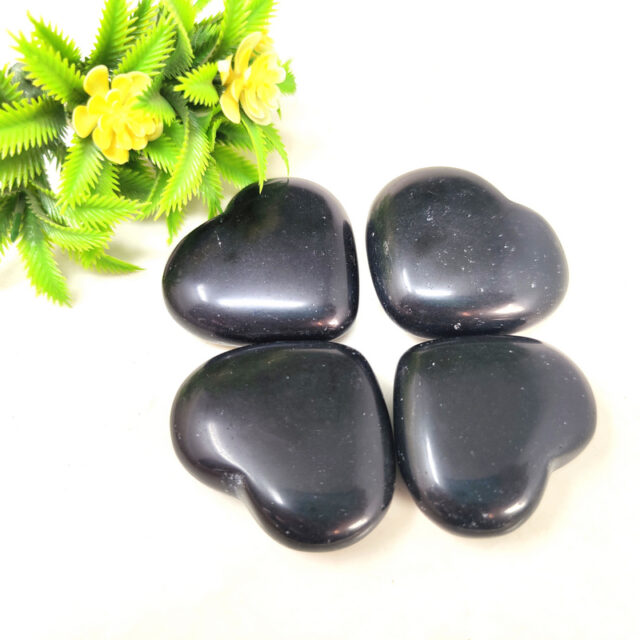 Black Tourmaline Gemstone Hearts